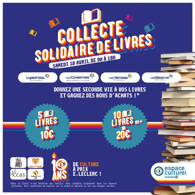 Grande collecte solidaire de livres dans les Galeries E.Leclerc ce samedi 18 avril